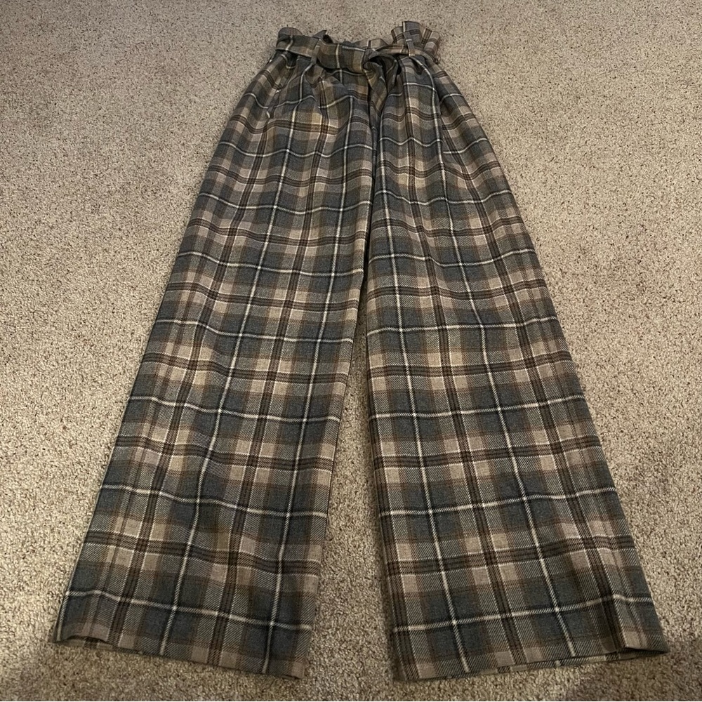 Plaid High-Waisted Wide-Leg Pants - Picture 2 of 5